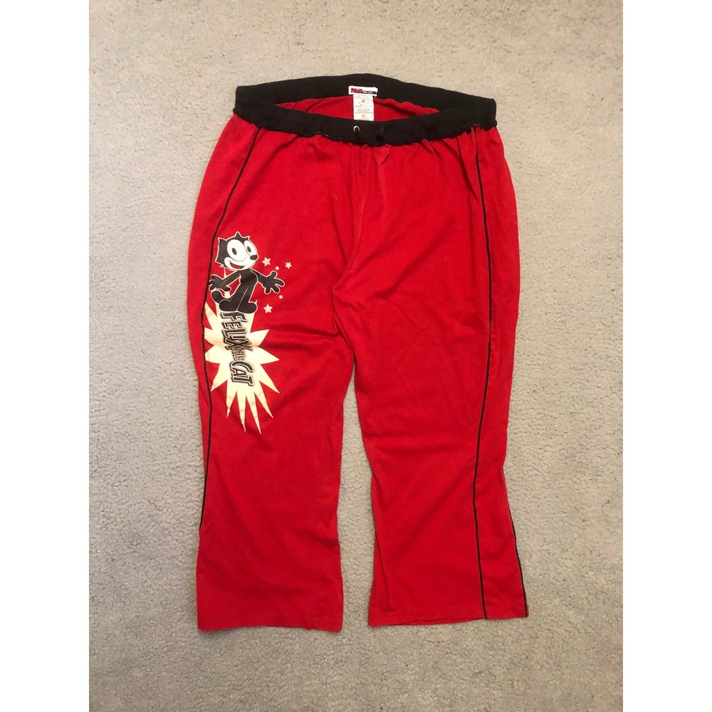 Felix the Cat Red Lounge Pajama Pants Vtg Y2K Cartoon Graphic 2X